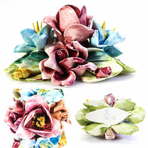 Capodimonte Porcelain Floral Figurine Vintage Italy